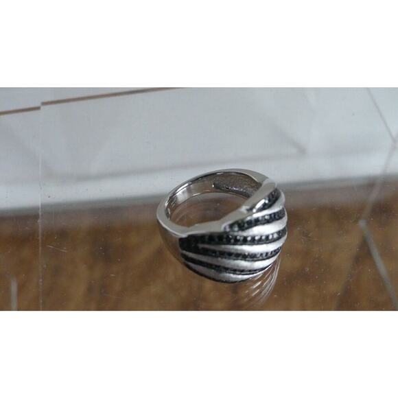 Sterling Silver Marcasite New Multi-Row Domed Ring QVC New Striped Band Size 8 - Picture 9 of 13